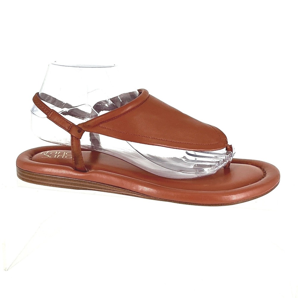 Franco Sarto Size 7.5 Cognac Brown‎ Leather Slingback Thong Sandals NEW Jocelyn